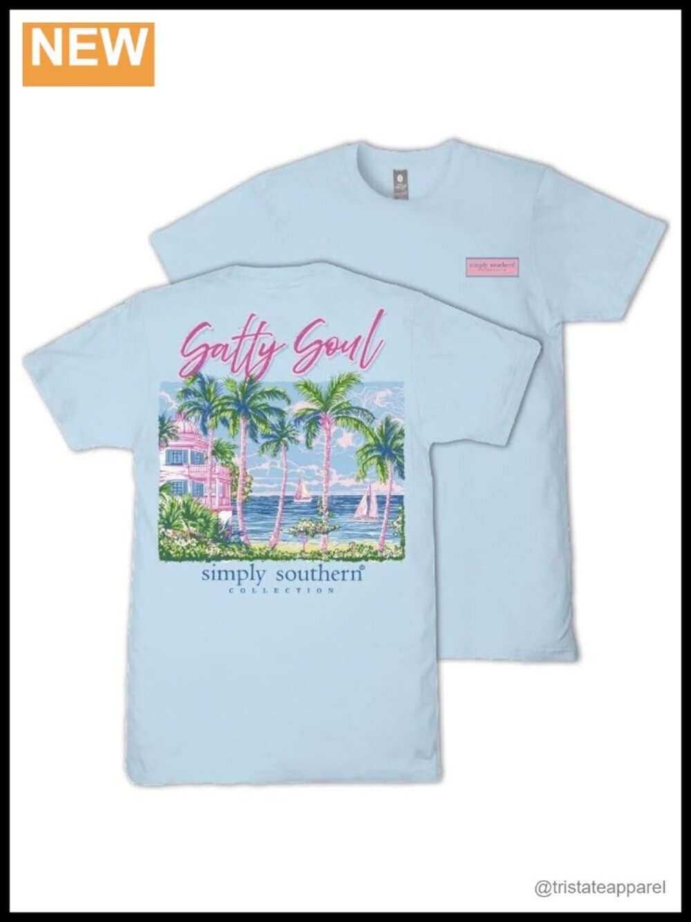 Tropical Palm Trees Sailboats Graphic T-Shirt - Cotton, Relaxed Casual Fit